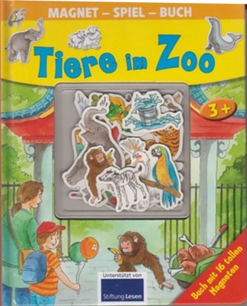 Magnet-Spiel-Buch Im Zoo. Buch mit magnetischen Seiten und 16 Magneten, Pappbilderbuch